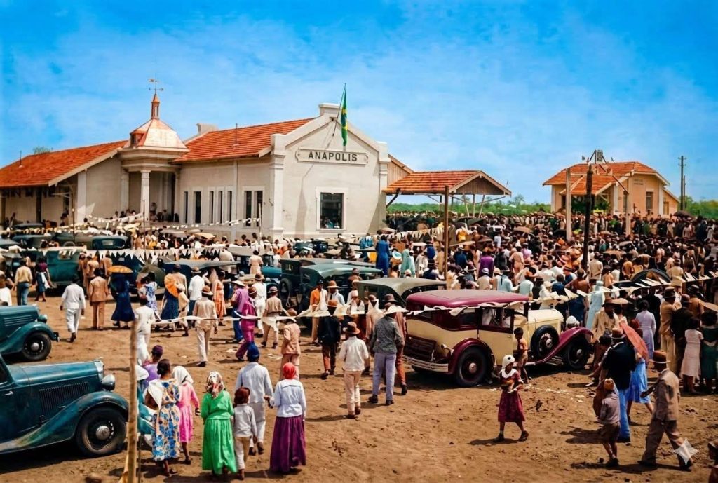 Inauguração da Estação Ferroviária de Anápolis, em 7 de setembro de 1935. (Foto: Anápolis na Rede)