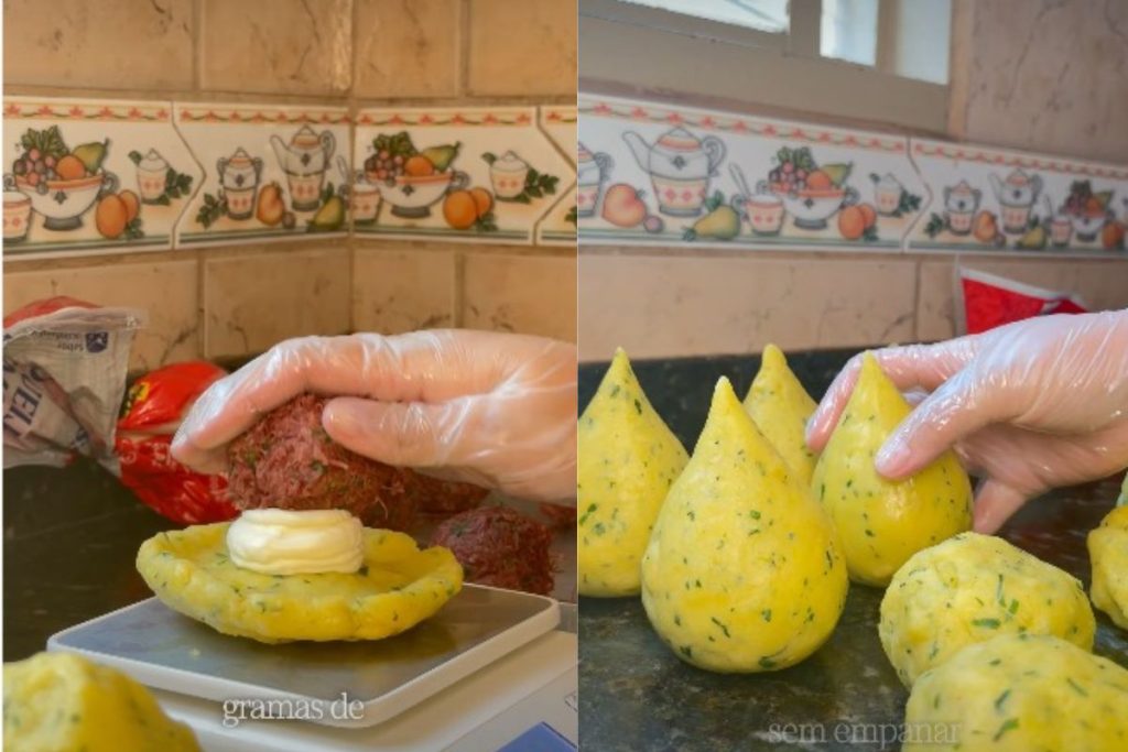 a melhor coxinha é feita de massa de mandioca