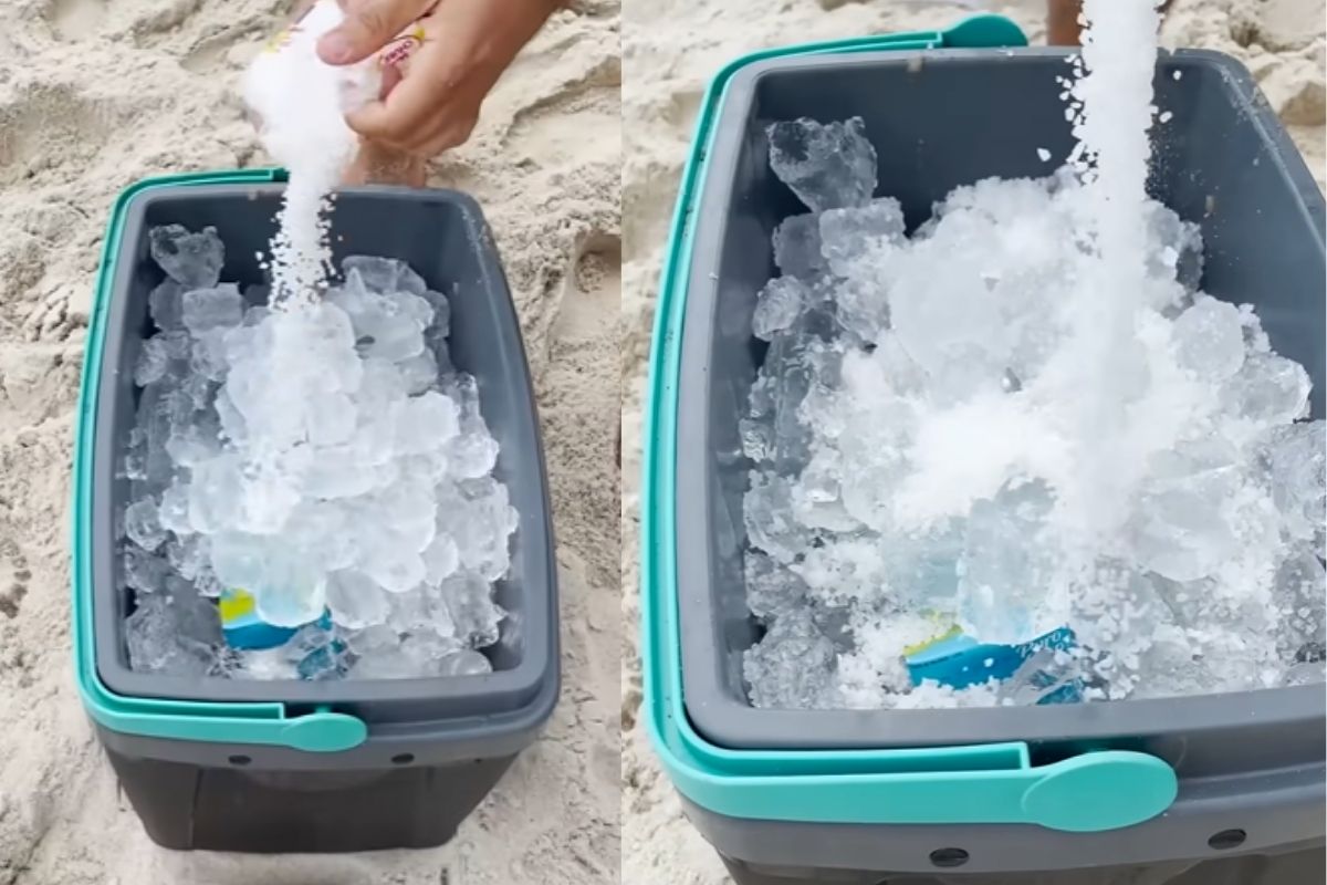 Colocar Sal no Gelo melhora o resfriamento das bebidas e aumenta a durabilidade do gelo em caixas térmicas