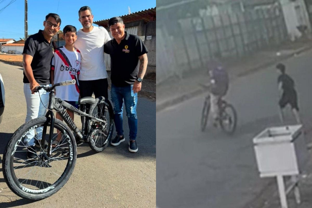 Garoto que teve bicicleta roubada ganha modelo novo em Aparecida