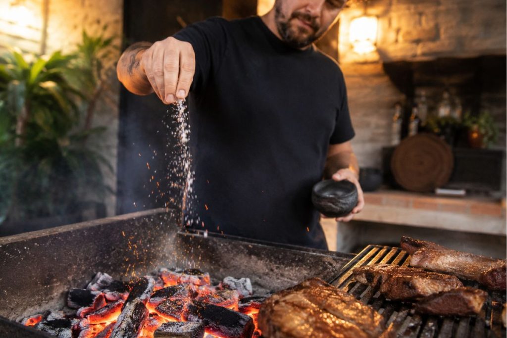Colocar sal na brasa do churrasco