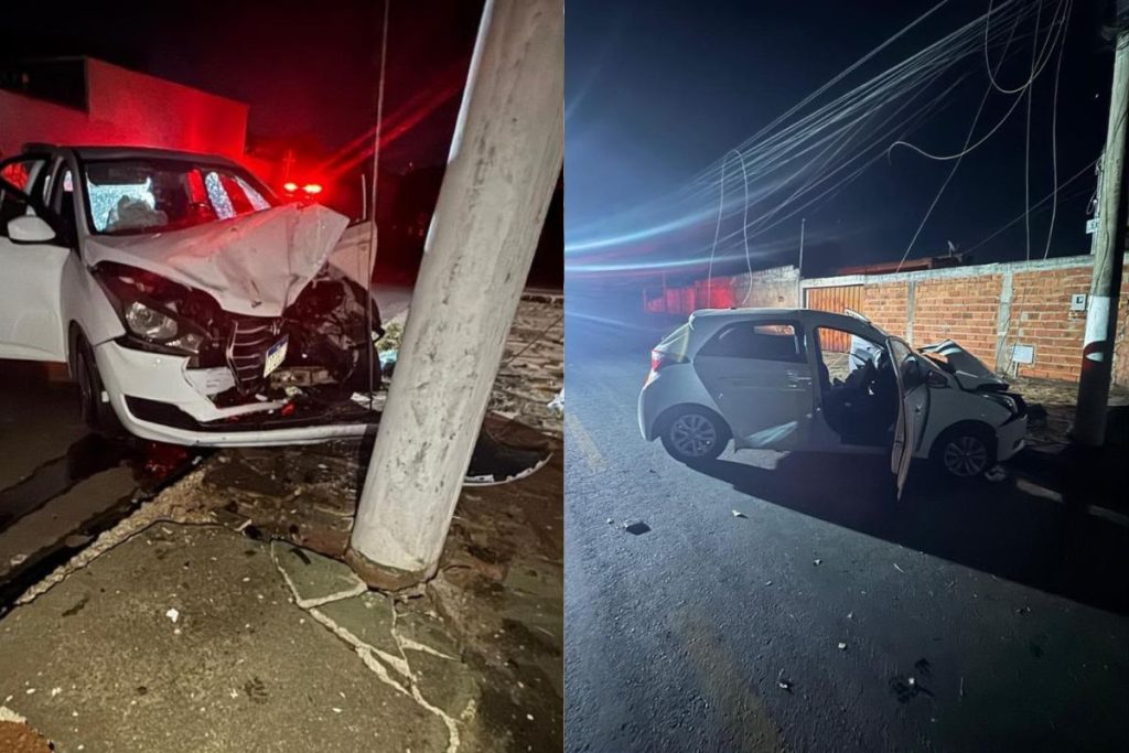 Grávida de oito meses é acusada de abandonar local após bater carro em poste em Anápolis