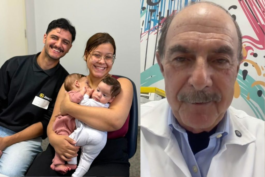 Maria Helena e Maria Eva chegaram ao Hecad para iniciar a preparação para a futura cirurgia de separação conduzida por Zacharias Calil. (Foto: Divulgação/Reprodução/Redes sociais/@drzachariascalil)