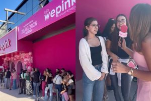 Clientes formaram fila ainda durante a madrugada para acompanhar a inauguração da primeira loja física da Wepink em Goiás. (Foto: Reprodução/Redes sociais/@loja.wepink.parqamazonia)