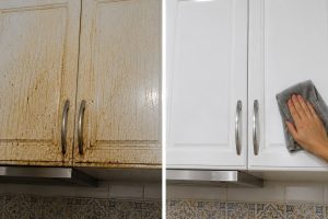 remover gordura dos armários da cozinha