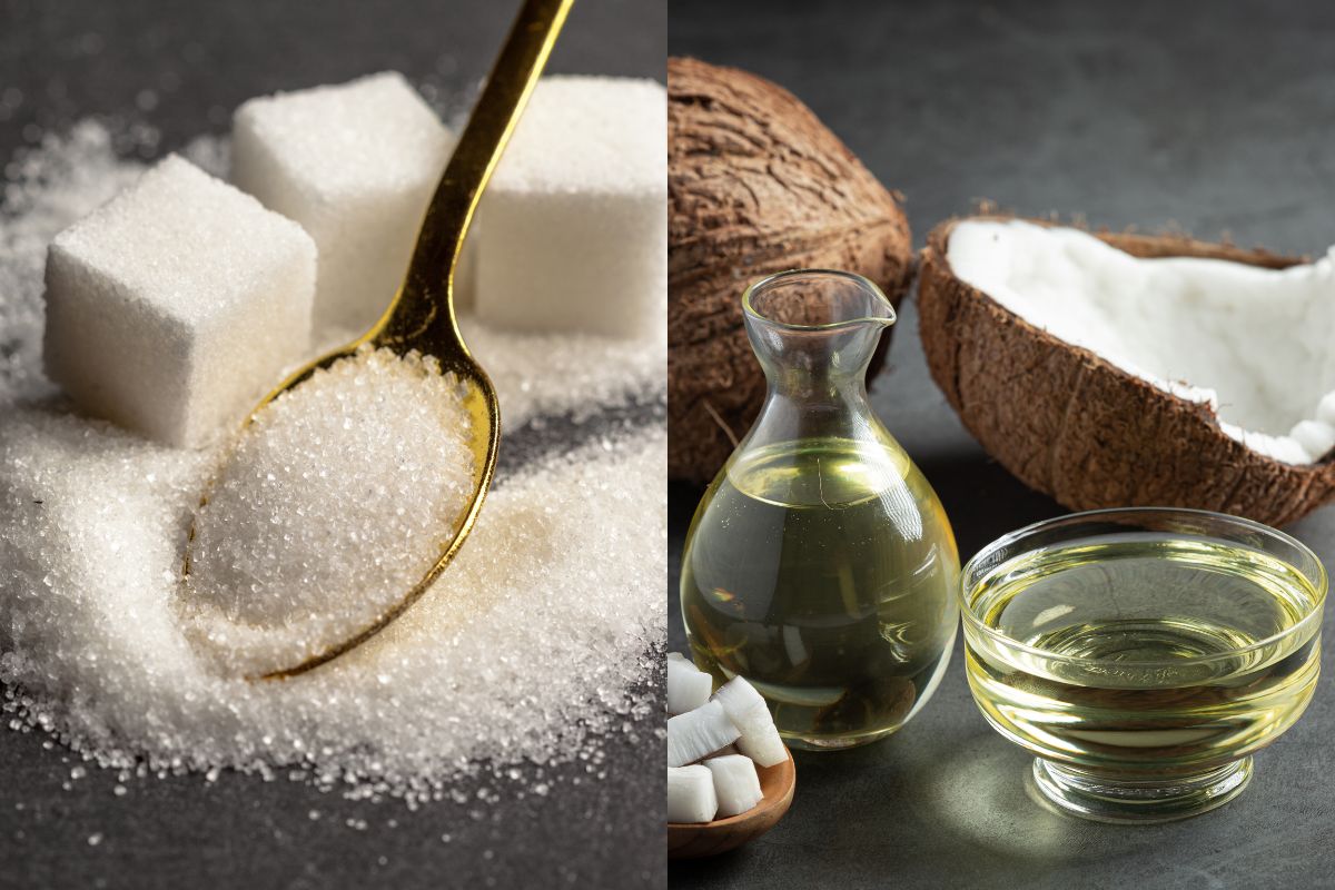 Misturar açúcar com óleo de coco: esfoliante caseiro para limpar a pele, reduzir cravos e deixar o rosto mais macio sem gastar muito