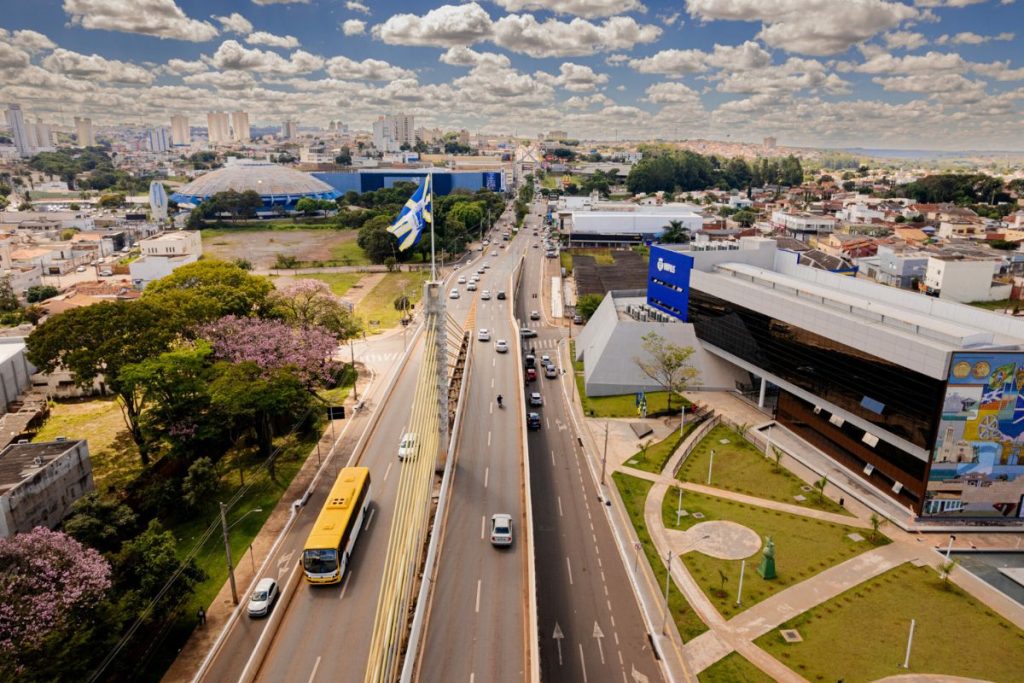 Vista aérea da Av. Brasil Norte, em Anápolis