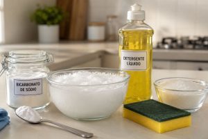 bicarbonato de sódio com detergente e açúcar