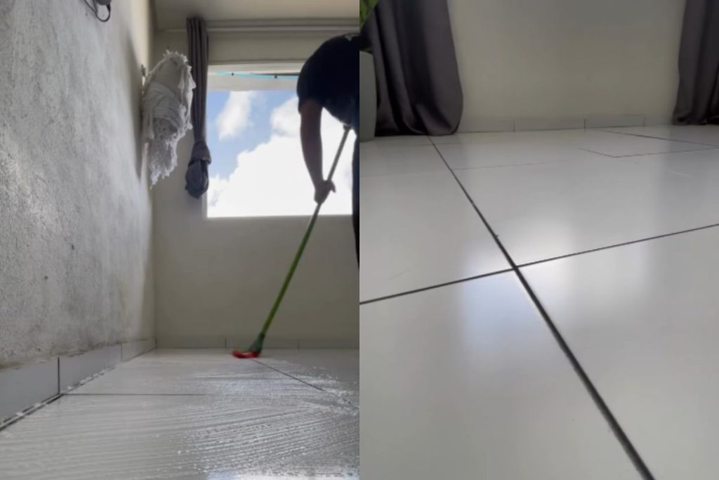 Jéssica Araújo, especialista em casa: "vou te ensinar um novo método de limpar piso, que economiza água e deixa tudo brilhando"