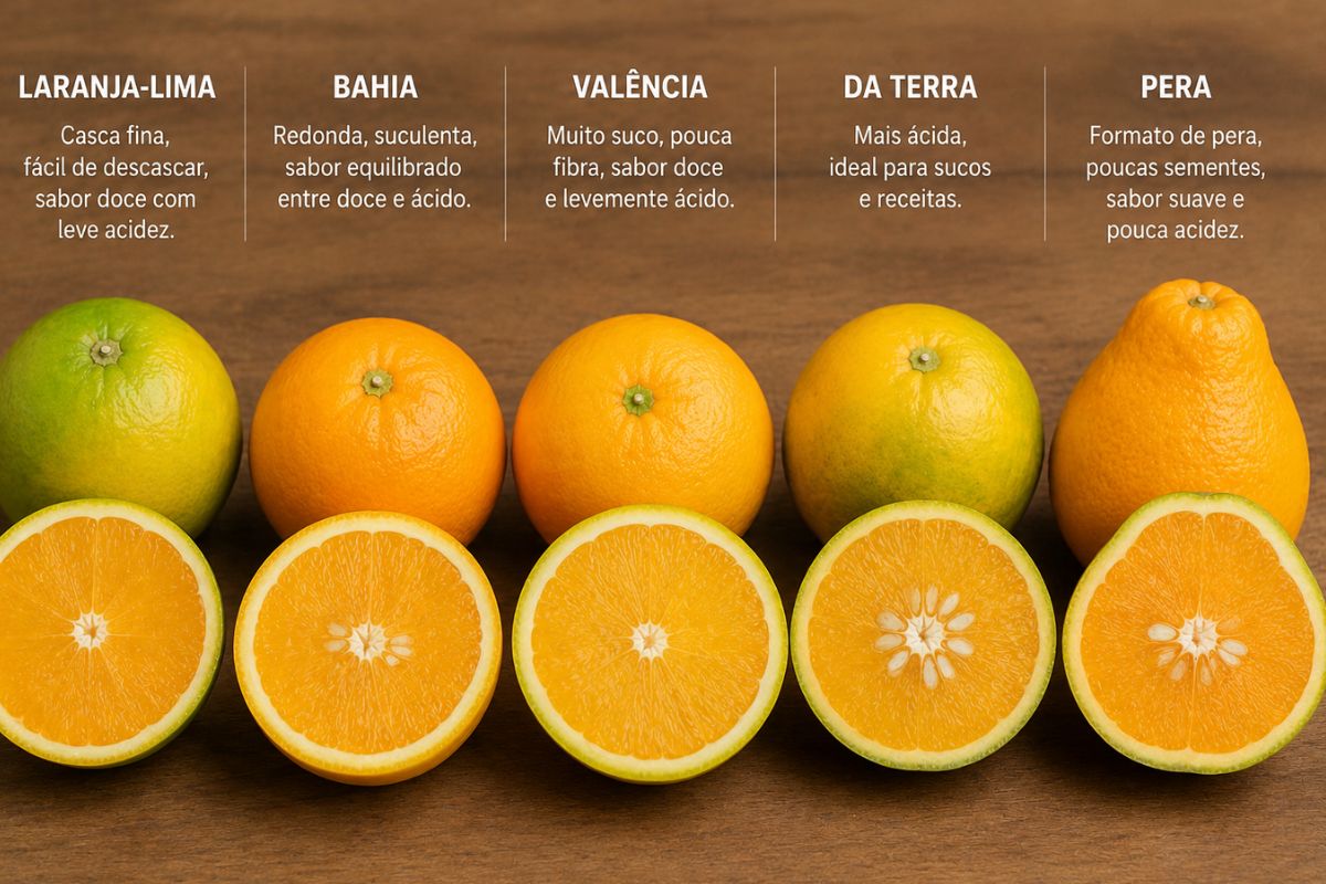 diferença entre os tipos de laranja