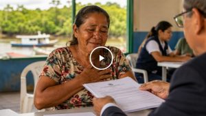 Aos 56 anos, trabalhadora rural que mora à 7 horas de barco da cidade chorou diante do juiz ao saber que ganhou a aposentadoria rural do INSS e afirma que vai usar o benefício para construir a própria casa