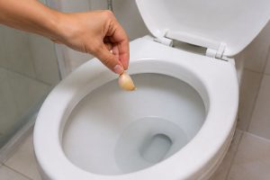 jogar um dente de alho no vaso sanitário