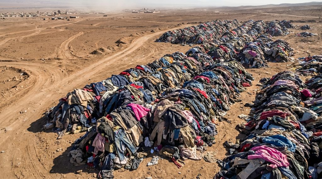 montanha de roupas no Deserto do Atacama