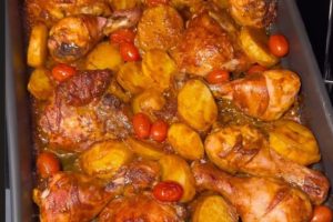 Frango assado com batata