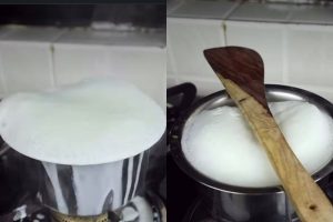 Colher de pau na panela ajuda a evitar que o leite derrame durante a fervura e facilita a rotina na cozinha