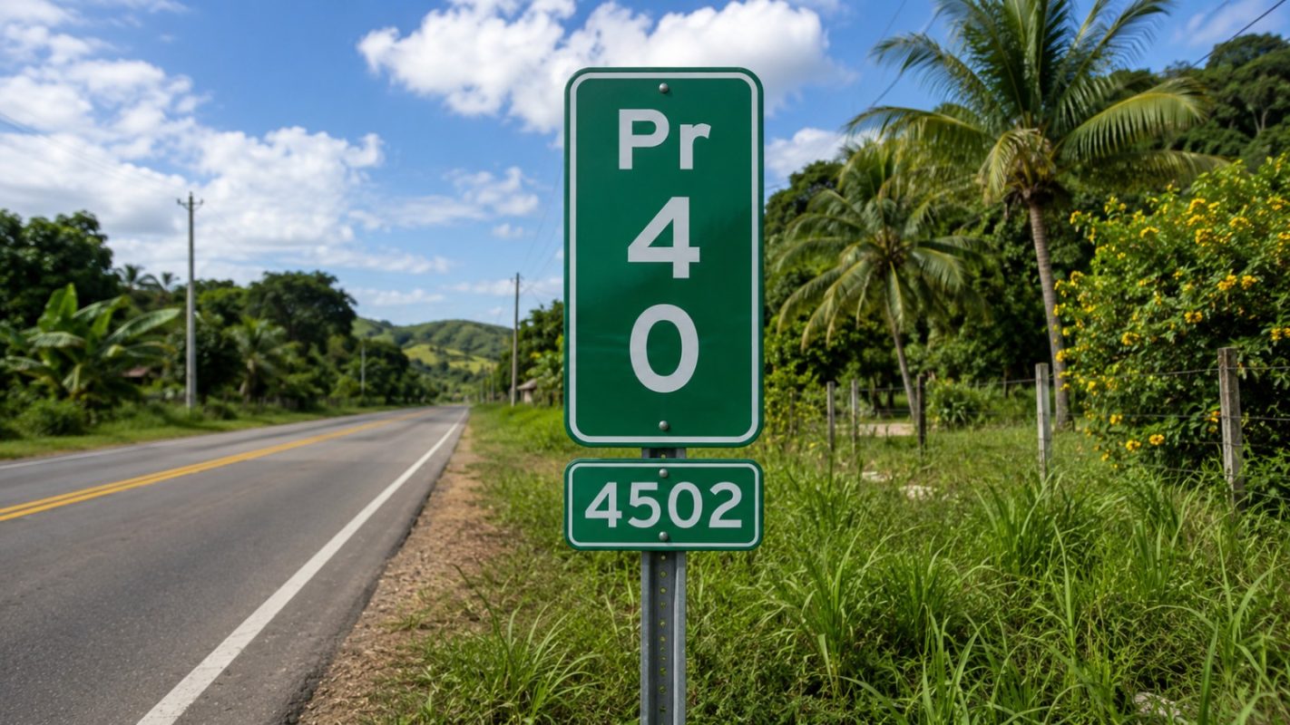 O que significa a placa verde com letras PR, números verticais e um código branco na parte inferior, segundo o Código de Trânsito