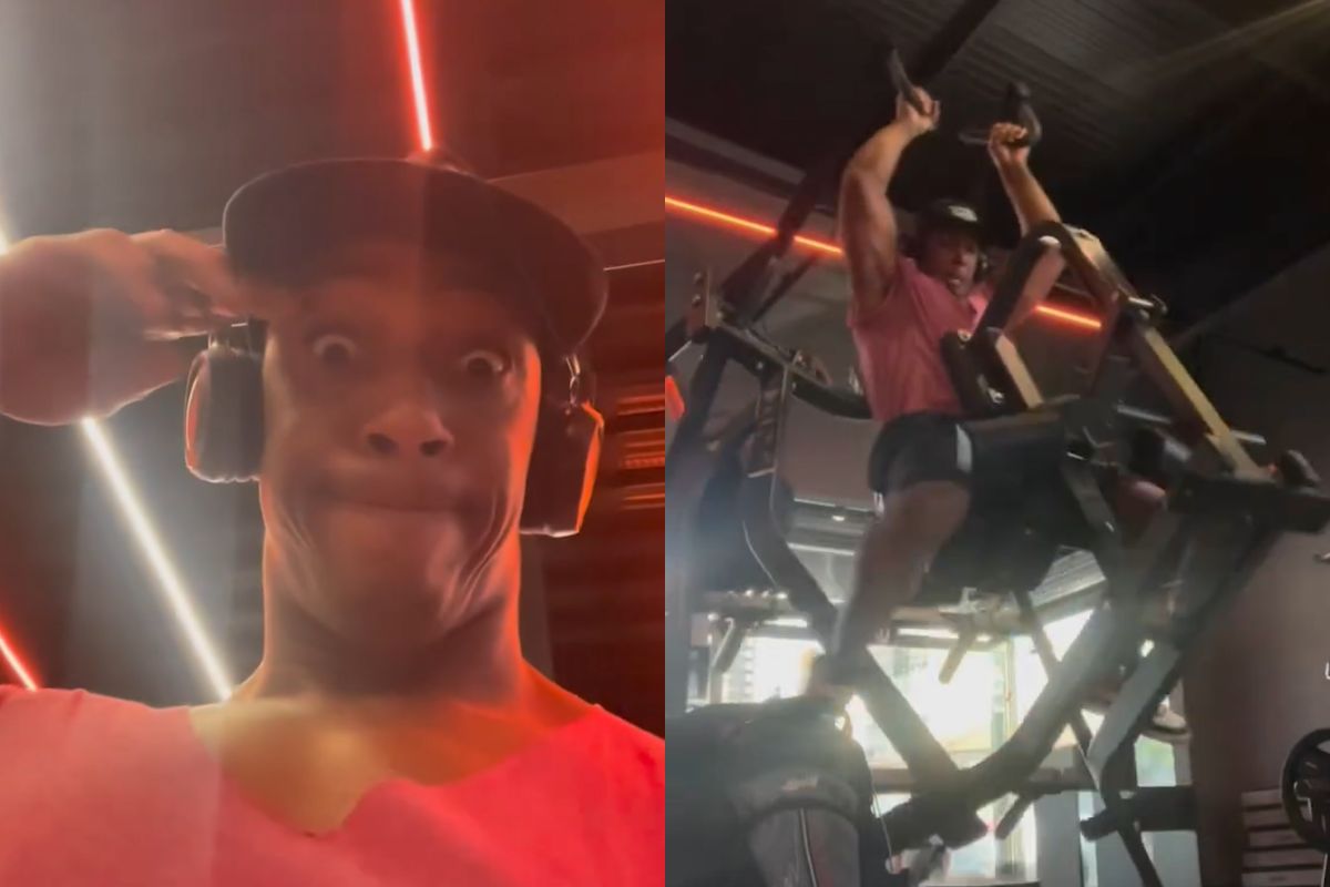 Lutador leva susto durante treino após máquina tombar em academia de Goiânia