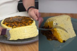A sobremesa de maracujá que dá para cortar em pedaços e não leva gelatina