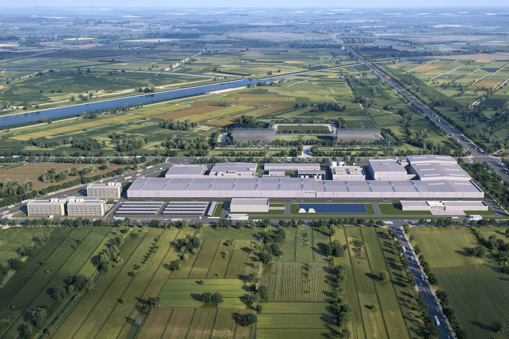 Foto aérea do parque industrial zero carbono na Mongólia Interior, na China. (Foto: Divulgação/Envision)