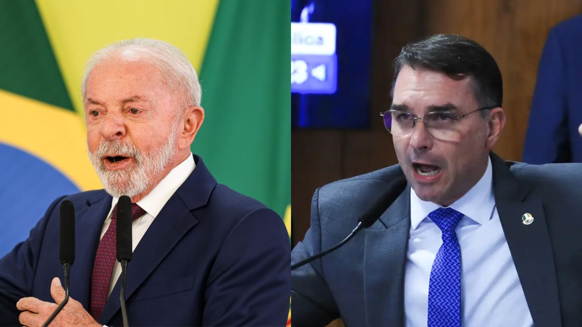 Lula e Flávio Bolsonaro são candidatos à Presidência da República.