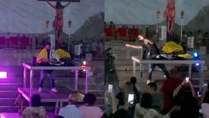 Conhecido como Padre DJ, Rômulo Leal surpreendeu fiéis na Romaria de Muquém.