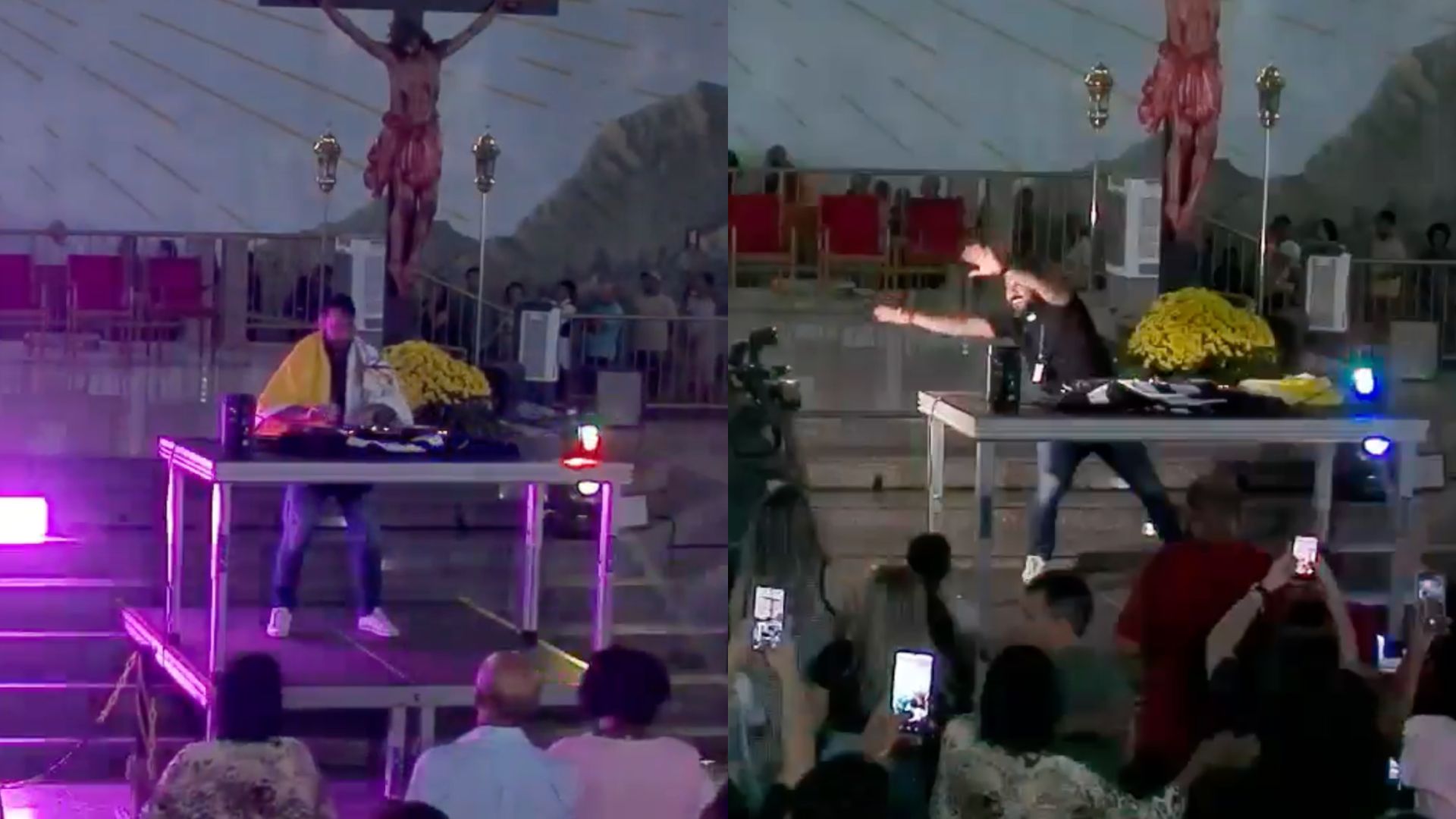 Conhecido como Padre DJ, Rômulo Leal surpreendeu fiéis na Romaria de Muquém.