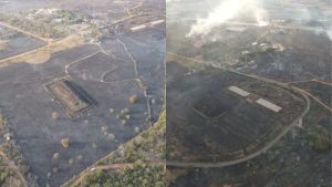 Incêndio florestal atingiu o Parque Estadual onde ficam os rejeitos do Césio-137 em Abadia de Goiás.
