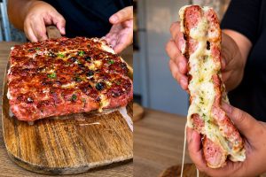 Manta de linguiça recheada com queijo