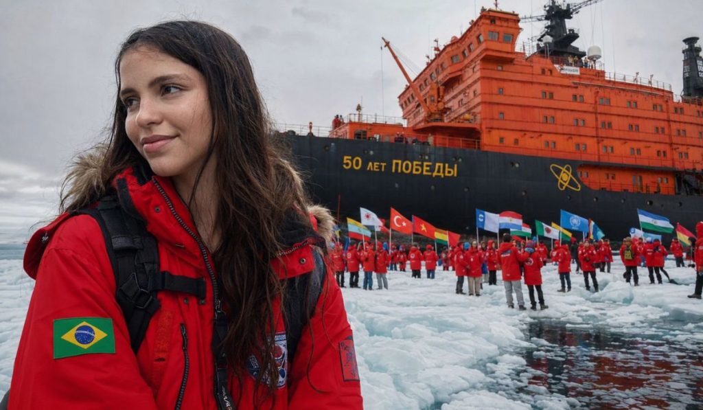 Aos 16 anos, Júlia disputou com cerca de 5 mil jovens de 23 países, venceu a seleção com um projeto sobre tecnologia nuclear e deixou a sala de aula para cruzar o Oceano Ártico rumo ao Polo Norte a bordo de um quebra-gelo movido à energia nuclear