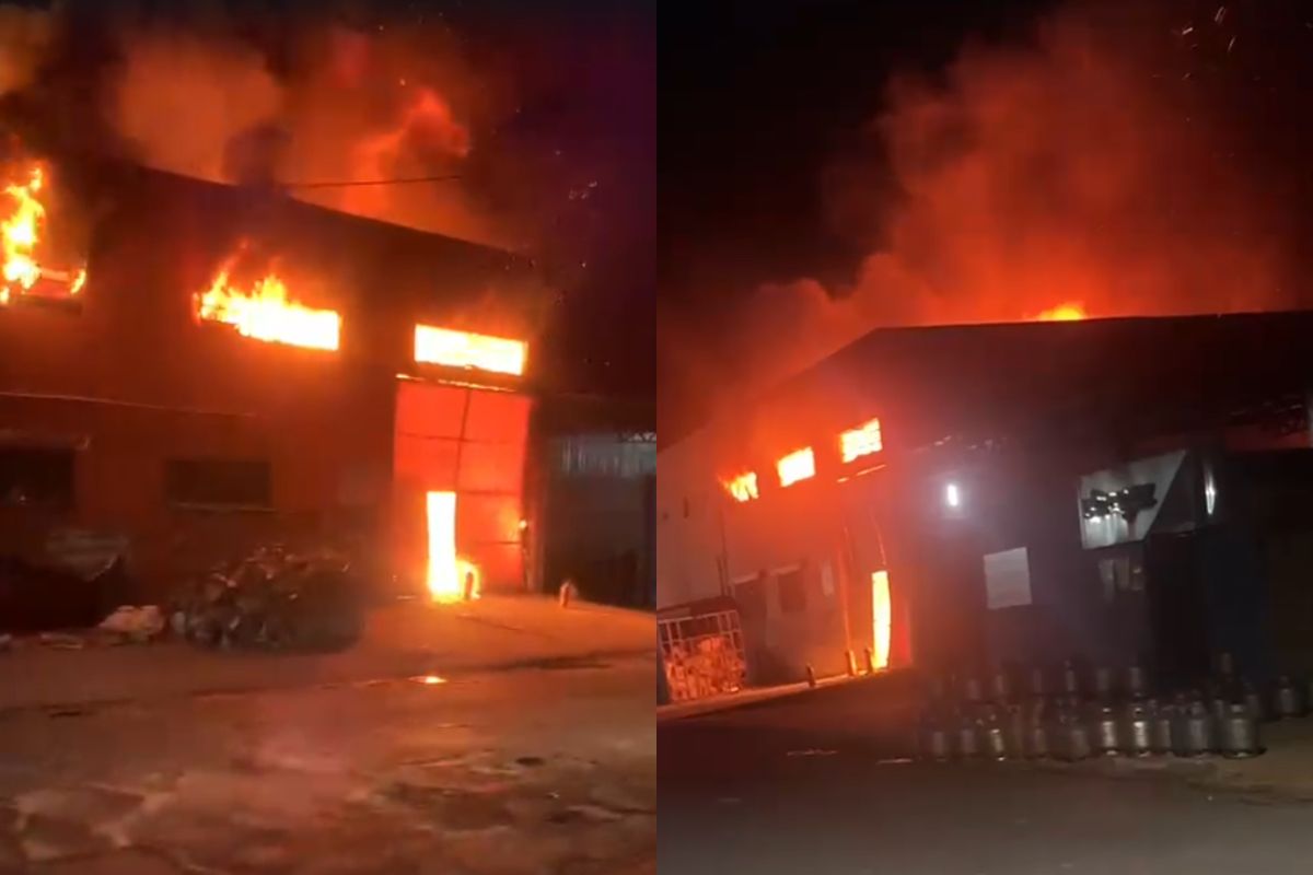 Incêndio de grandes proporções atinge supermercado no Centro de Abadiânia