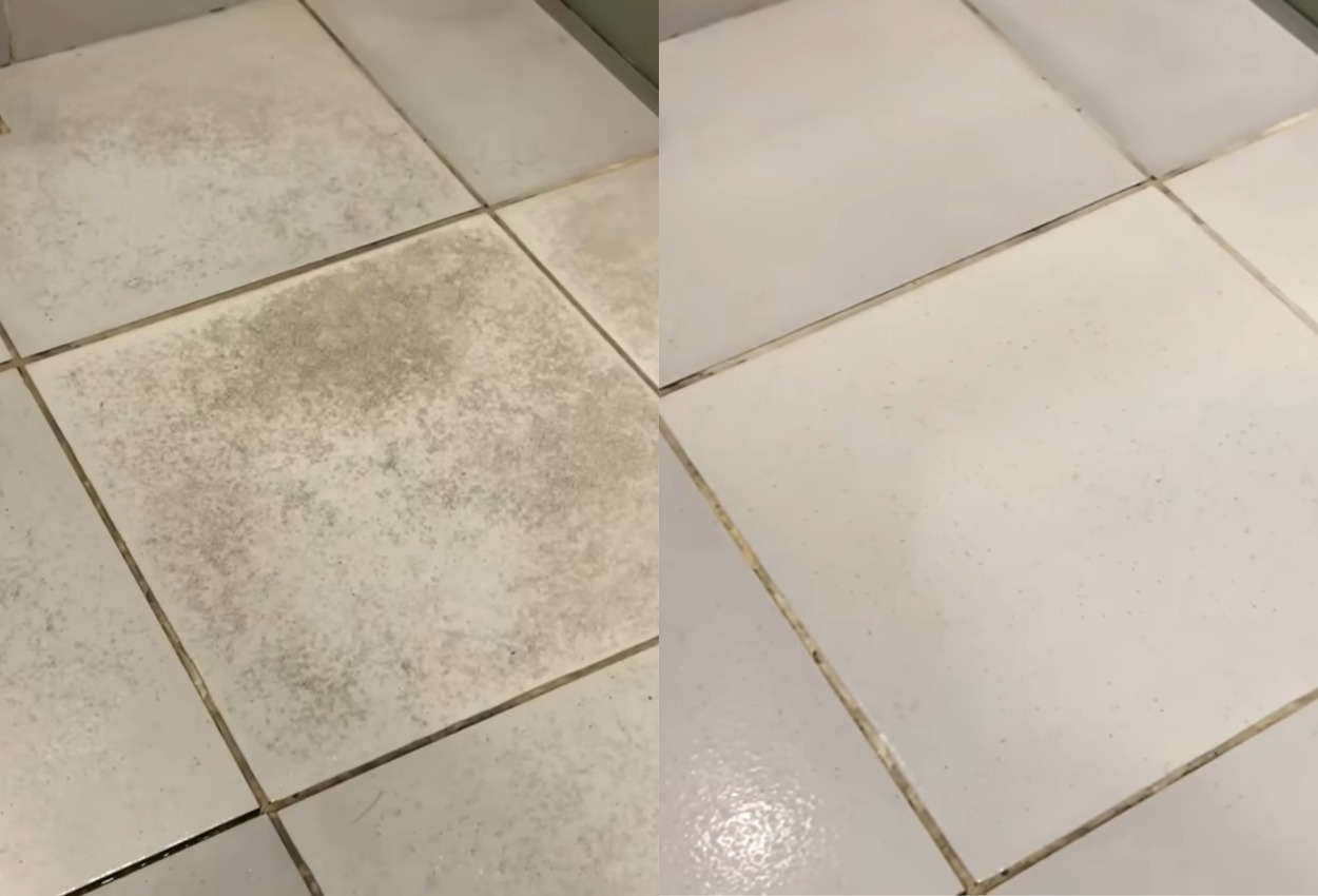 piso do banheiro antes e depois
