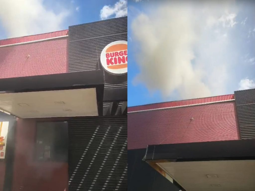Fumaça chama atenção em possível incêndio no Burger King do Setor Marista, em Goiânia