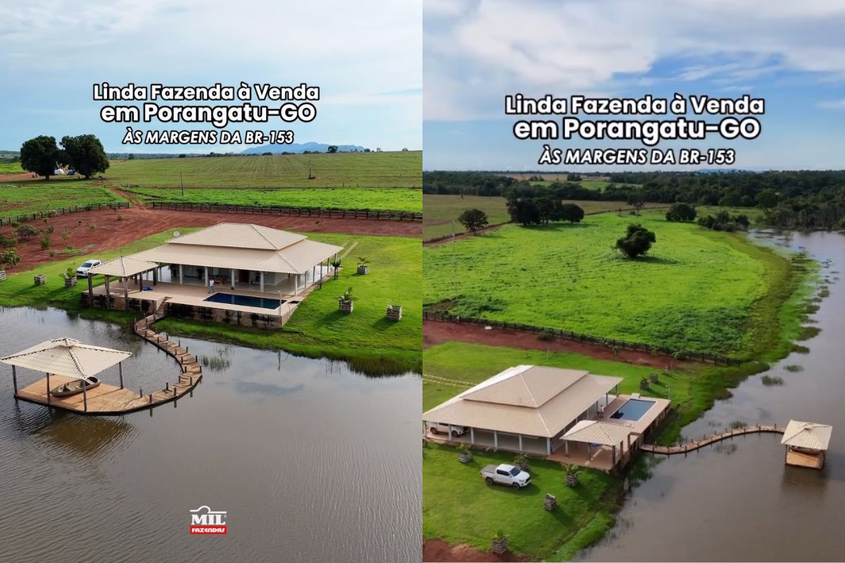 Fazenda de 1,3 mil hectares às margens da BR-153 é anunciada por R$ 47 milhões e chama atenção em Goiás