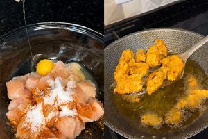Iscas de frango empanada