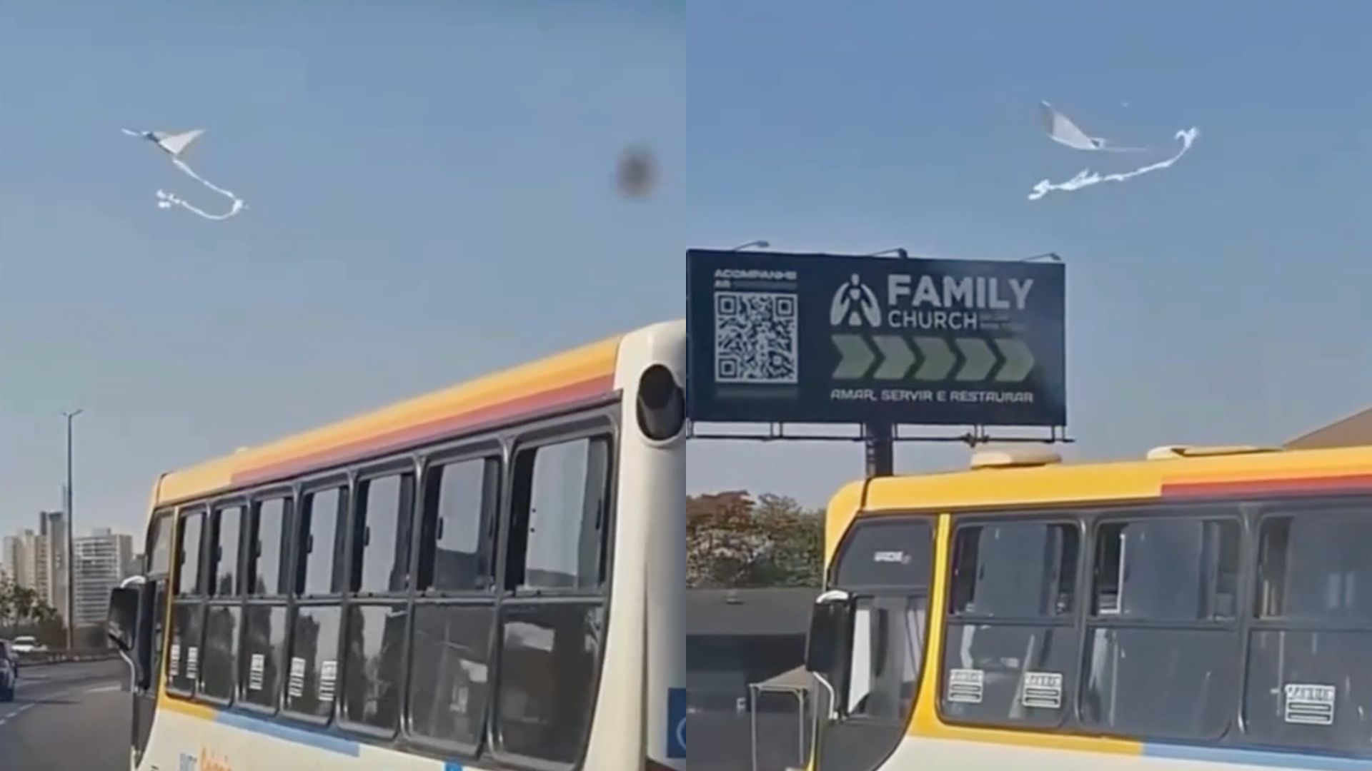 Ônibus foi acompanhado por pipa ao longo do trajeto na BR-153.