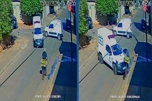 Colisão envolvendo uma ambulância e uma Fiat Fiorino foi registrada no Setor Central de Terezópolis de Goiás. (Foto: Reprodução/Alerta Terezópolis)