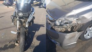 Motociclista precisou ser entubado e levado ao Heana após colidir contra carro em cruzamento.