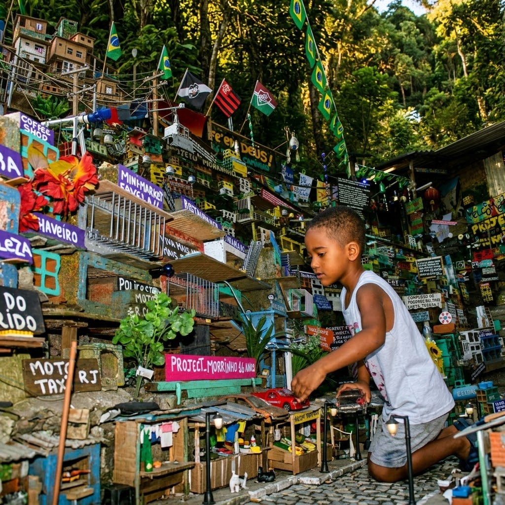 Latinhas / Irmão / favela / miniatura / tijolos reaproveitados / Trajetórias Cirlan