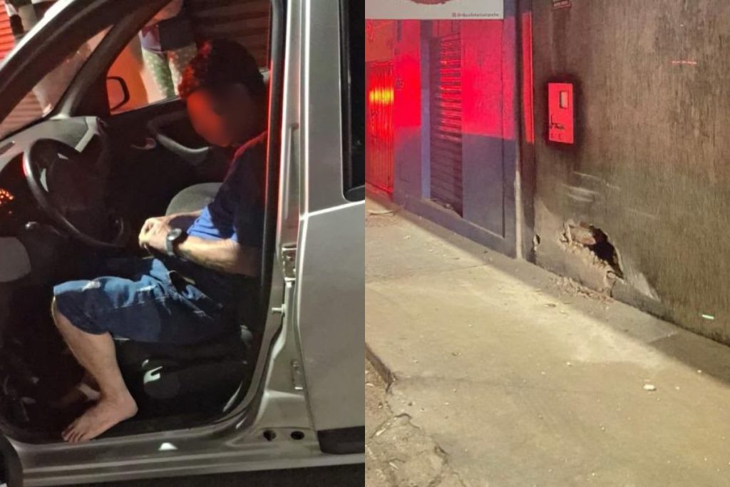 Motorista com sinais de embriaguez é detido após perder controle de carro e atingir muro de casas em Anápolis