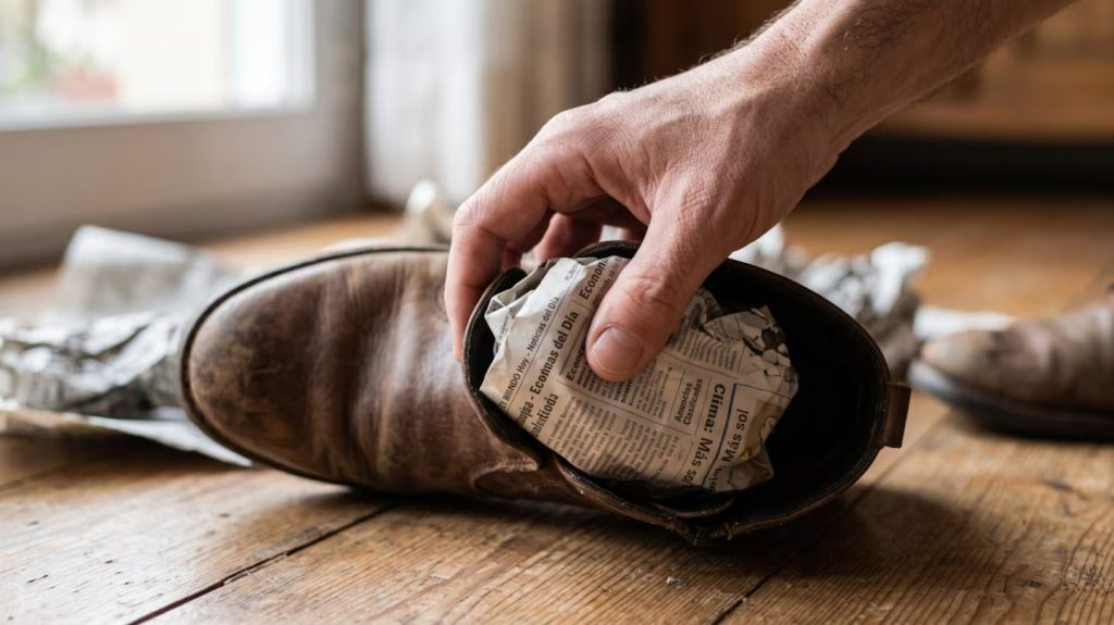 Colocar / Jornal / Sapatos