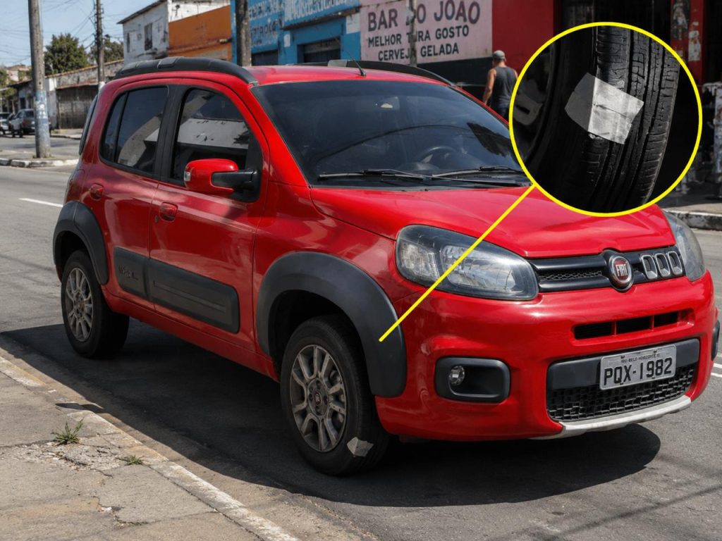 fita adesiva na roda do carro
