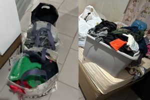 Mulheres foram presas suspeitas de usar comprovantes falsos de Pix para retirar roupas de uma loja em Anápolis. (Foto: Divulgação/PM)