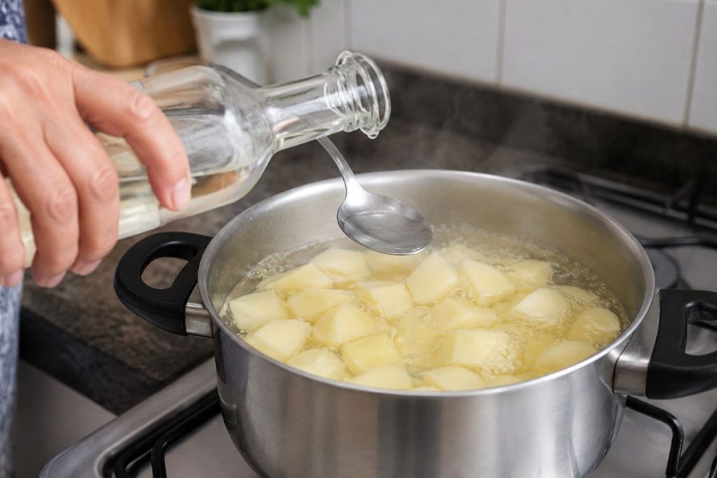 vinagre na batata cozida