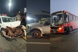 Palio ficou danificado após colisão envolvendo outros dois veículos na Avenida Brasil, em Anápolis. (Foto: Reprodução)