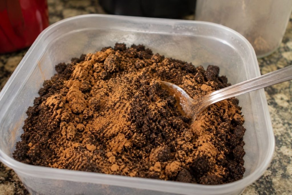 mistura de canela com borra de café