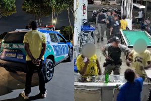 Motociclista tentou correr para dentro de um bar durante a abordagem, mas acabou detido pela Polícia Militar. (Foto: Divulgação/PM)
