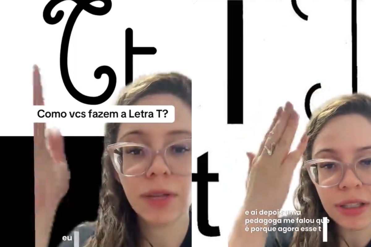 Professora se surpreende ao descobrir que jeito goiano de fazer o “T” cursivo não é igual no restante do Brasil