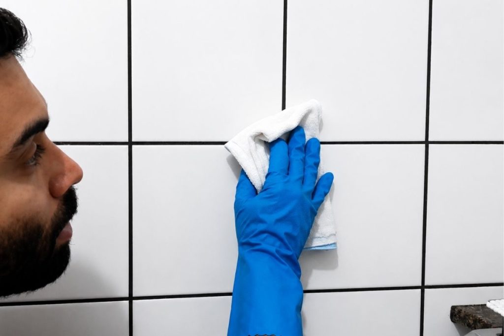 limpando azulejo sujo