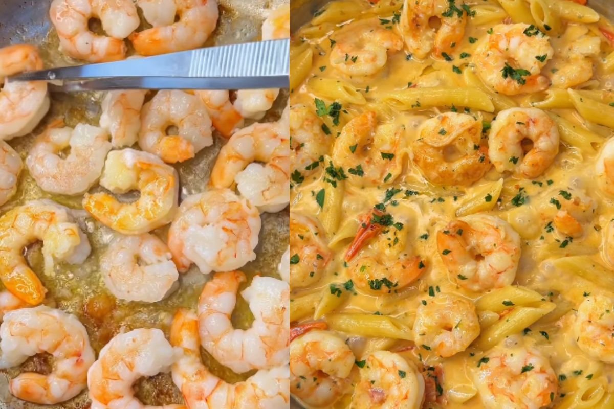 macarrão com camarão