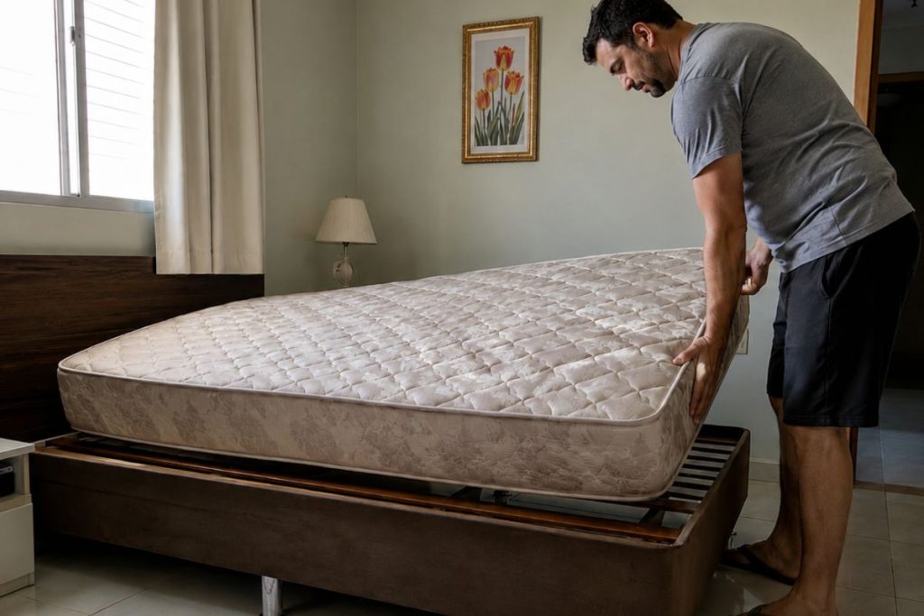 cama sendo girada